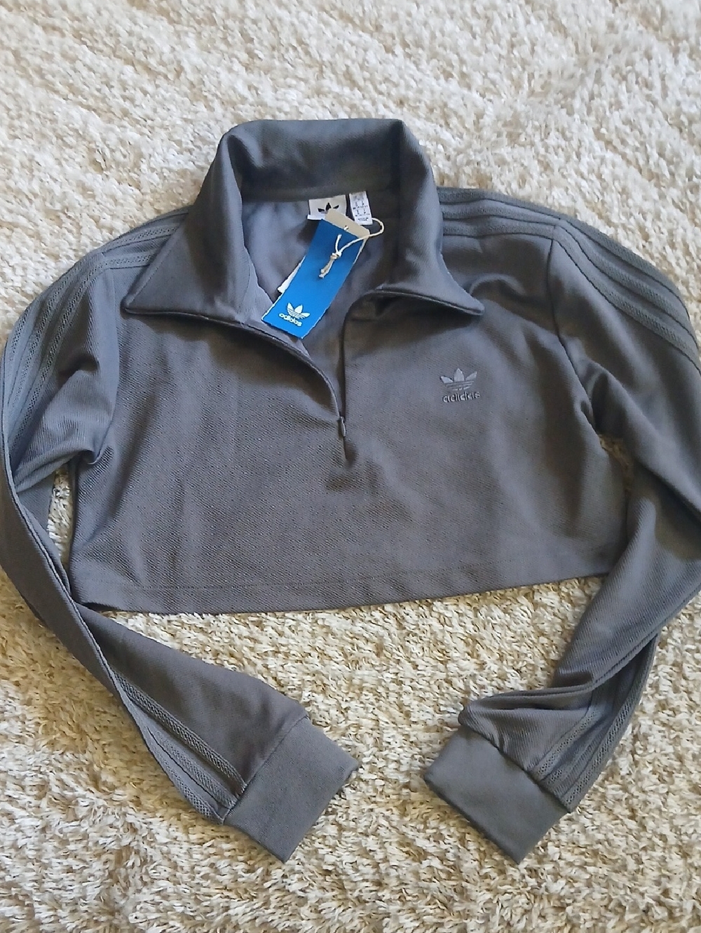 NWT ADIDAS  ZIP COLLAR CROP TOP